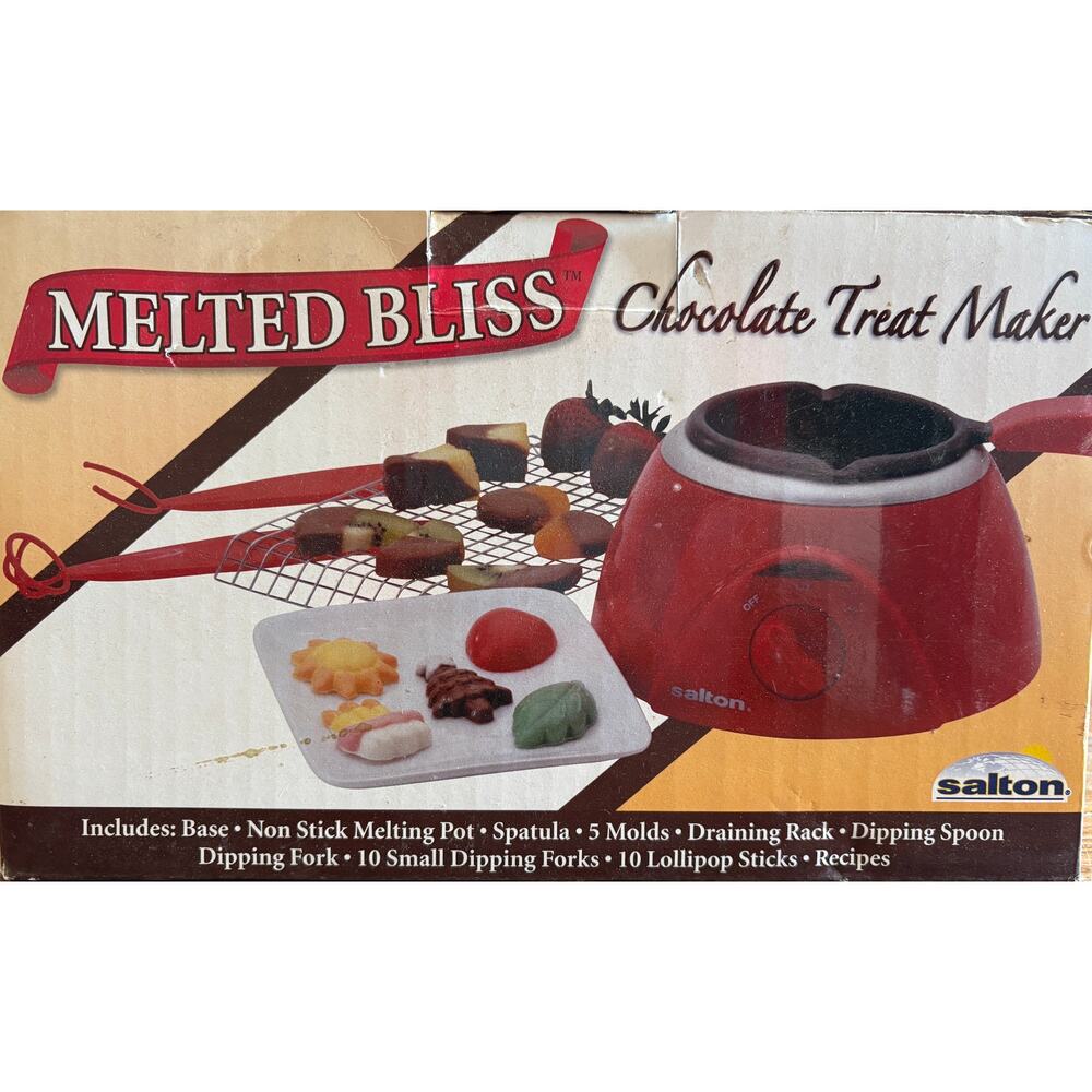 NIB Salton Melted Bliss Chocolate Treat Maker - Bunny Leaf Heart Shell Molds